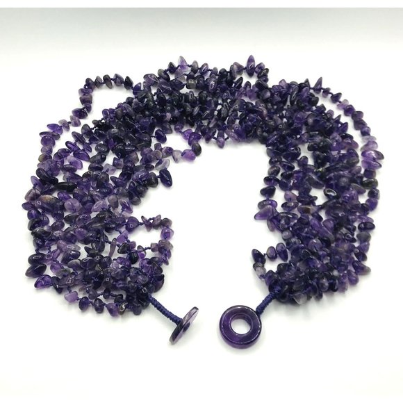 Necklace 8 strands amethyst beads 16" - 26" length - Picture 6 of 6
